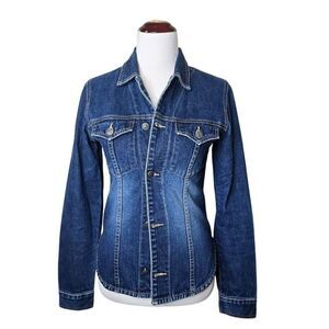 Hard Tail Jeans Dark Wash Collar Denim Jacket Small